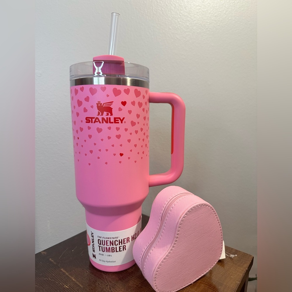 Stanley Valentine’s Day Pink Heart Tumbler 40 oz with heart jewelry case